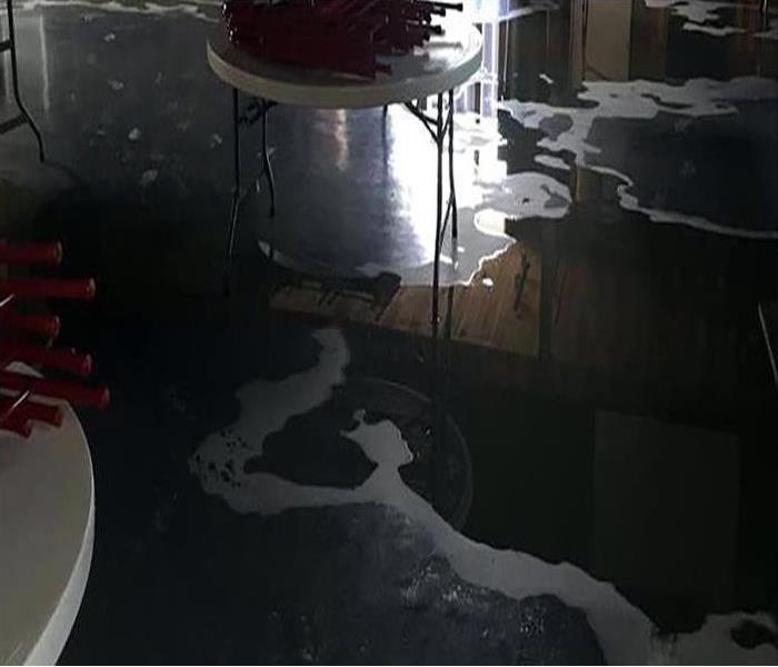 water covering floor of commercial property